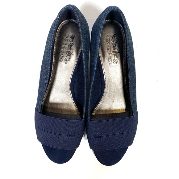 Coach and Four Brier Cork Wedge Denim Size 6 - Picture 8 of 8